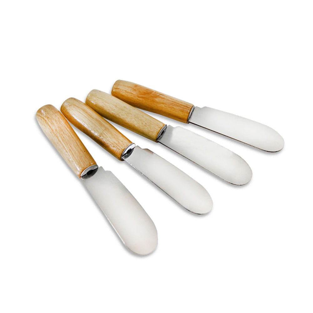 Espatulas de Inox Com Cabo de Madeira (4 Pcs)
