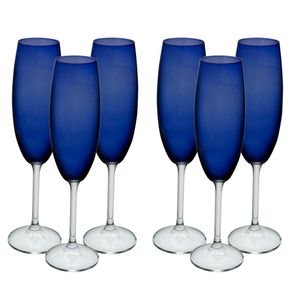 Taca de Cristal Champagne 220ml Com 6 Pcs Cobalt 57928