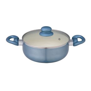 Cacarola de Aluminio 24cm Azul C/ Revestimento Em Ceramica C/ Tampa Al027 Cacarola de Aluminio 24cm Azul C/ Revestimento Em Ceramica C/ Tampa Al027