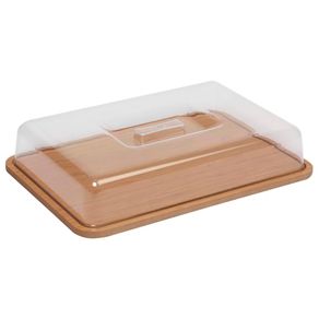 Prato P/ Bolo e Frios Retangular 32cm de Mdf C/ Tampa de Plastico 29410 Prato P/ Bolo e Frios Retangular 32cm de Mdf C/ Tampa de Plastico 29410