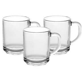 Jogo C/3 Canecas de Vidro Clear 250ml Cappuccino V1026.m01 Lehavi Jogo C/3 Canecas de Vidro Clear 250ml Cappuccino V1026.m01 Lehavi