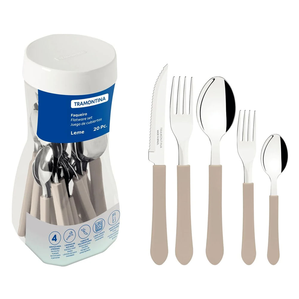Faqueiro de Inox Com 20 Pecas Leme Cinza 23198/318 Tramontina