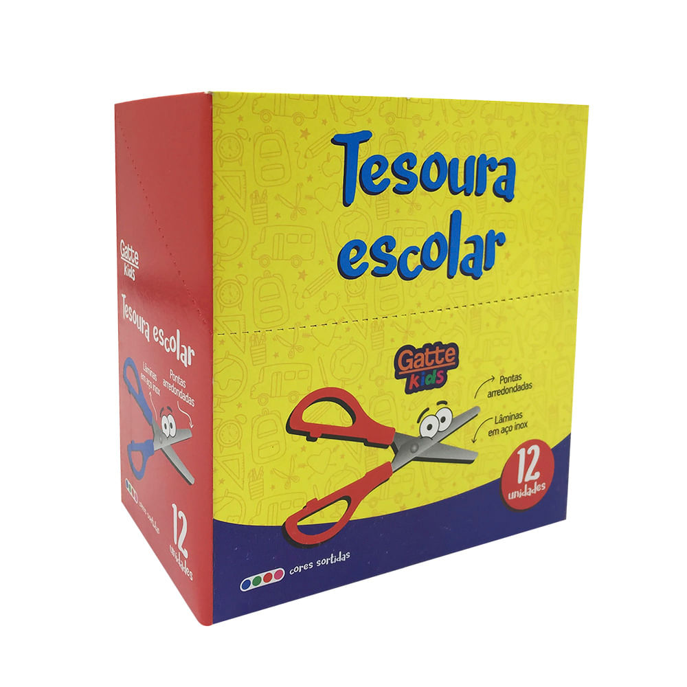 Tesoura Escolar 13cm Inox Cabo Colorido 10301