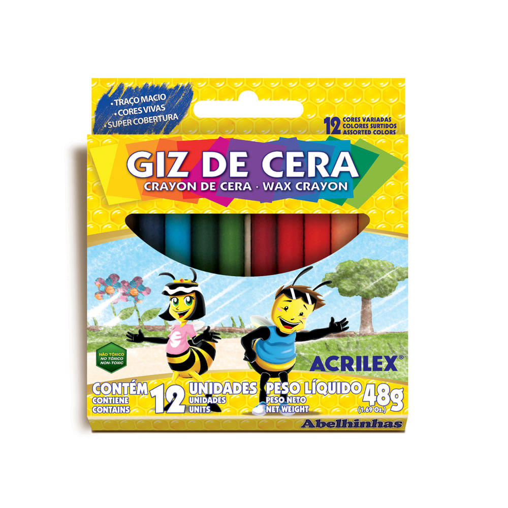 Giz de Cera Com 12 Cores Cera 48g 09012