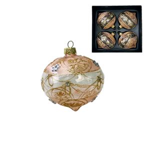 Bola Natalina de Vidro 8cm Dec. C/4pcs Eb674