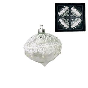 Bola Natalina de Vidro 8cm Dec. C/4pcs Eb681