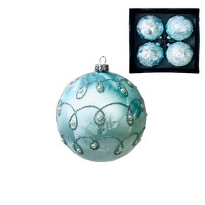 Bola Natalina de Vidro 10cm Dec. C/4pcs Eb687