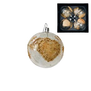 Bola Natalina de Vidro 8cm Dec. C/4pcs Eb694
