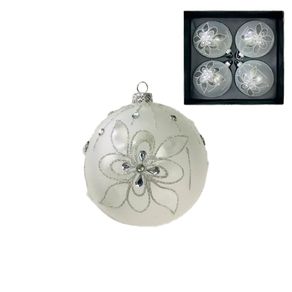Bola Natalina de Vidro 10cm Dec. C/4pcs Eb699