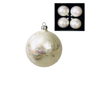 Bola Natalina de Vidro 10cm Dec. C/4pcs Eb703