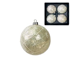 Bola Natalina de Vidro 10cm Dec. C/4pcs Eb707