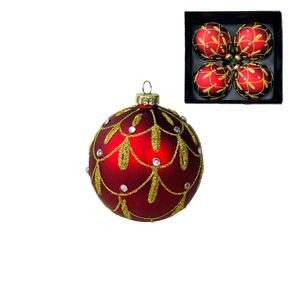 Bola Natalina de Vidro 8cm Dec. C/4pcs Eb759