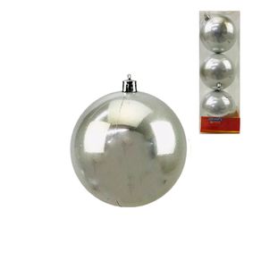 Bola Natalina Perolada Prata 10cm C/3 Pecas Ht4082 Ferimte