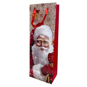 Sacola de Papel Para Garrafa de Vinho Natal 12,7 X 8,3 X 36 Cm 24925