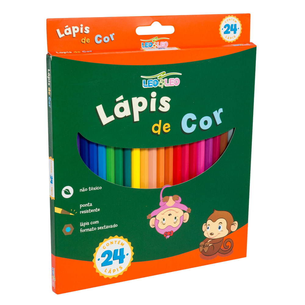 Lapis 24 Cores Redondo Plast. Leo 4487