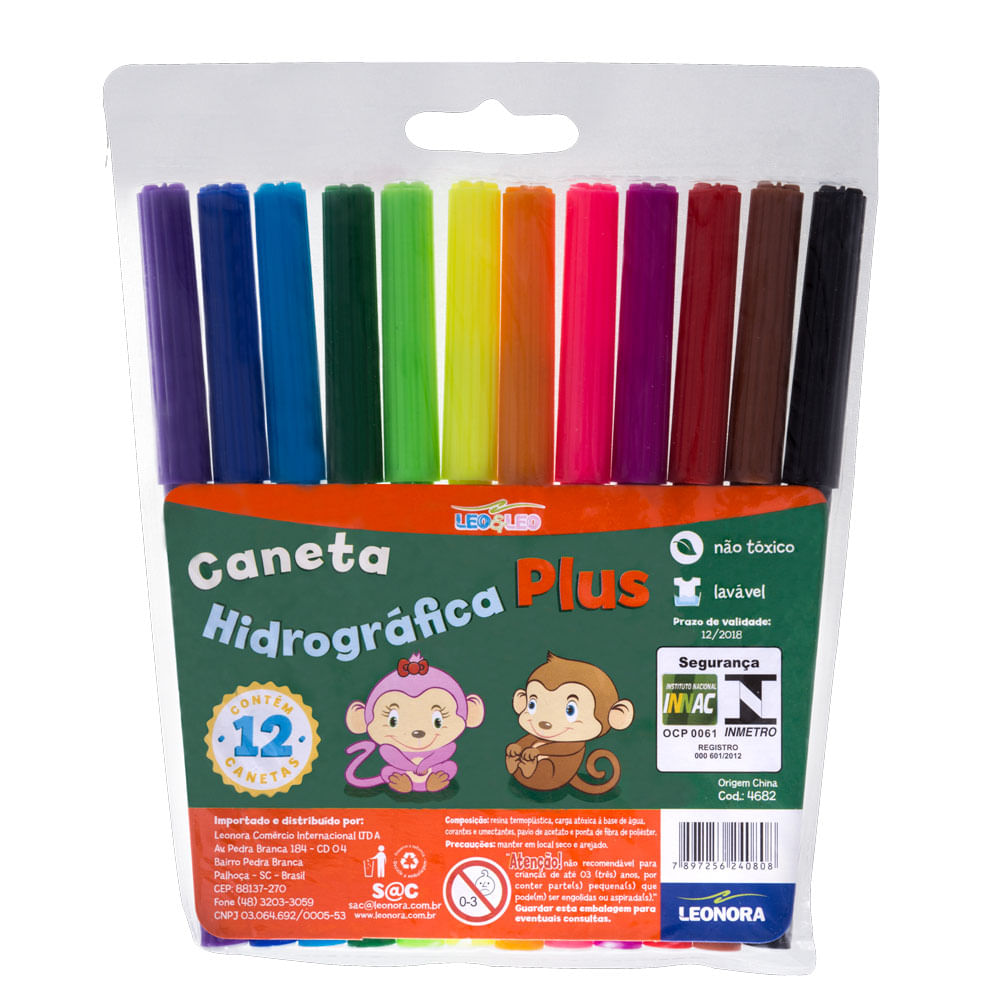 Caneta Hidrog 12 Cores Plus 4682