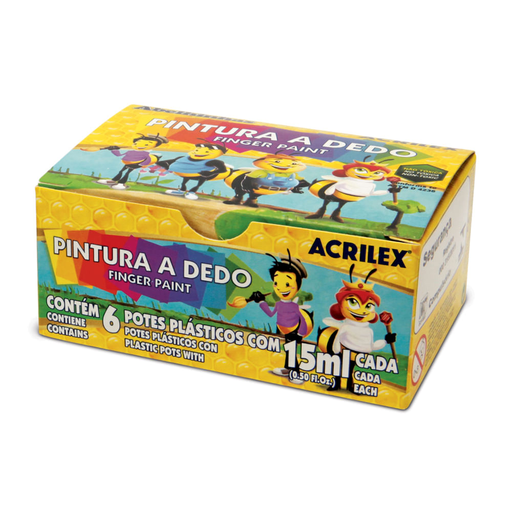 Tinta Pintura a Dedo Com 6 Cores 15ml 11315