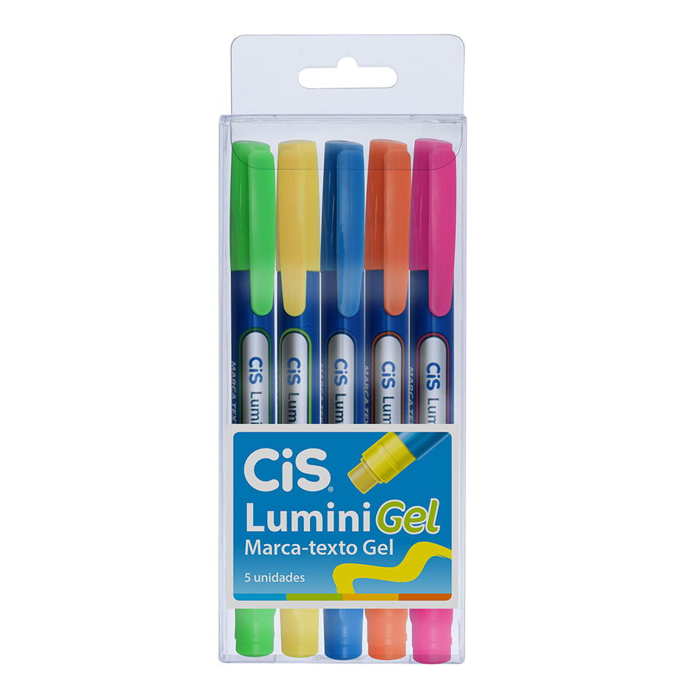 Marca Texto Lumini Gel Estojo Com 5 Color 55.1000