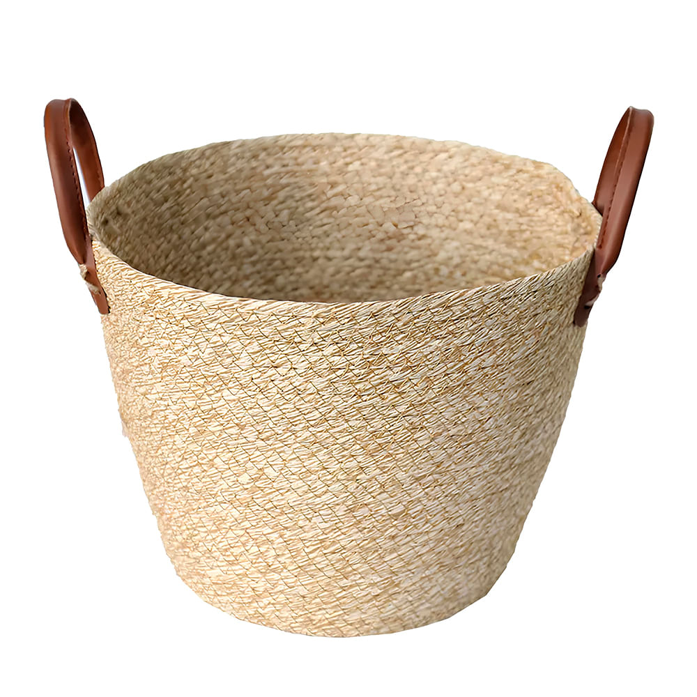 Cesto de Fibra Natural C/ Alca 28x22cm Mocca 3012  Paramount