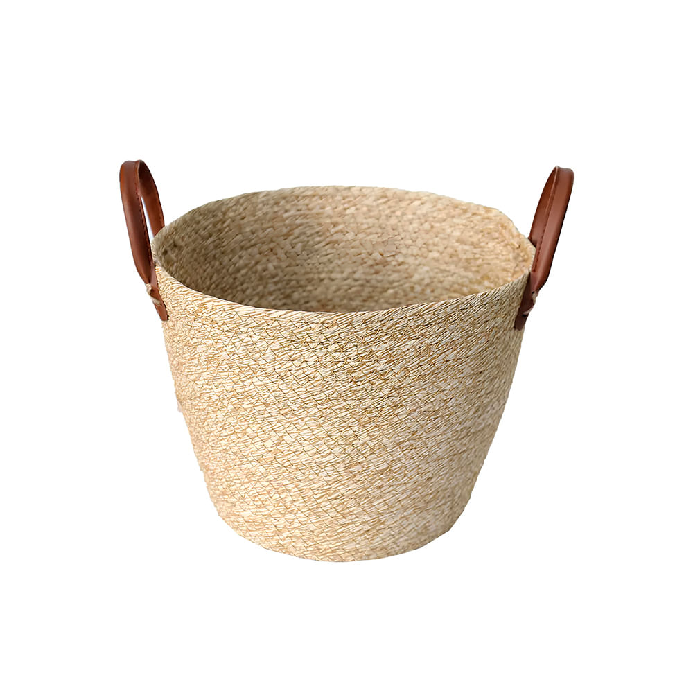 Cesto de Fibra Natural Mocca C/ Alca  24x18cm P/ Organizacao Decoracao 3013