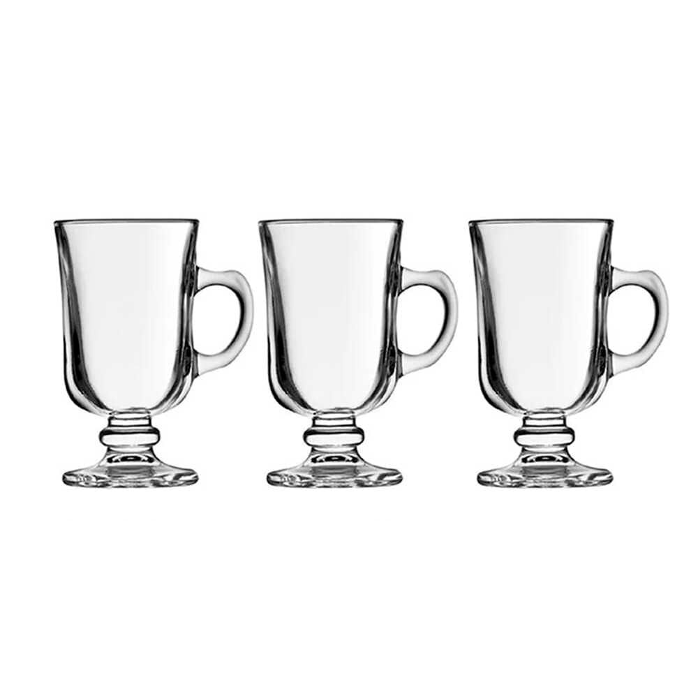 Jogo C/ 3 Canecas de Vidro Irish Coffee 120ml P/ Cafe e Cappuccino  Casambiente