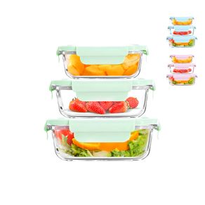 Jogo C/ 3 Potes de Vidro C/ Tampa Retangular 410ml/680ml/1000ml Cores Sortidas Ferimte Jogo C/ 3 Potes de Vidro C/ Tampa Retangular 410ml/680ml/1000ml Cores Sortidas Ferimte