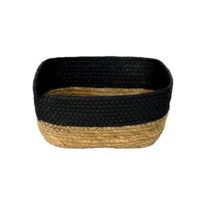 Cesto de Fibra Natural 24 X 20 X 10 Cm Preto