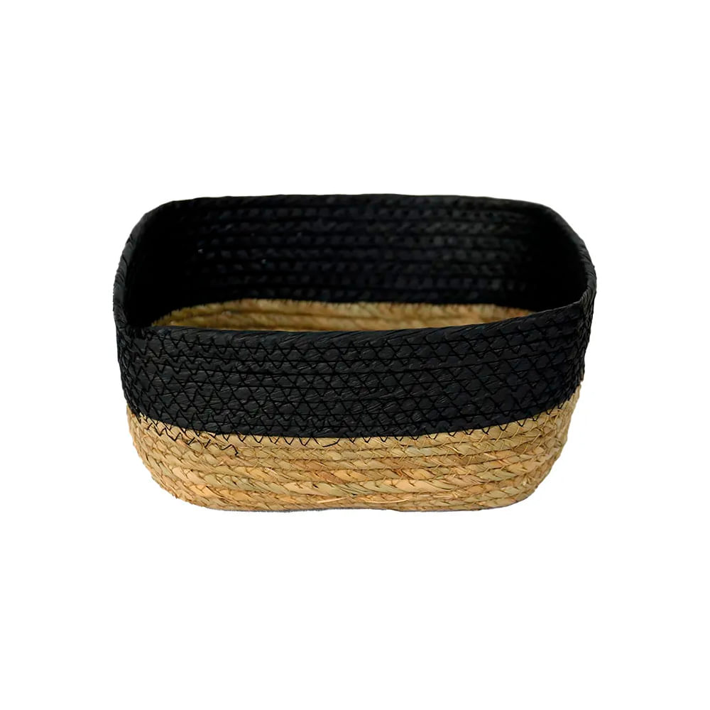 Cesto de Fibra Natural 24 X 20 X 10 Cm Preto