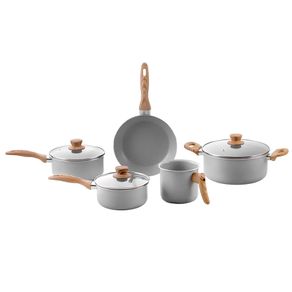 Jogo de Panelas Brinox Antiaderente Ceramic Life 5 Pecas Easy Gris Jogo de Panelas Brinox Antiaderente Ceramic Life 5 Pecas Easy Gris