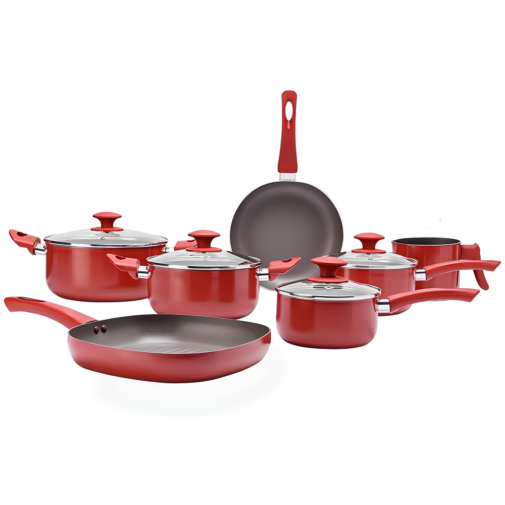 Jogo de Panelas Antiaderente Ceramic Life Antares Vermelho C/ 7 Pecas  Brinox