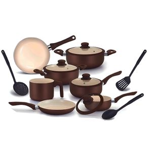 Jogo de Panelas Antiaderente C/ Revestimento Interno Em Ceramica Roma Com Inducao C/10 Pecas Jogo de Panelas Antiaderente C/ Revestimento Interno Em Ceramica Roma Com Inducao C/10 Pecas