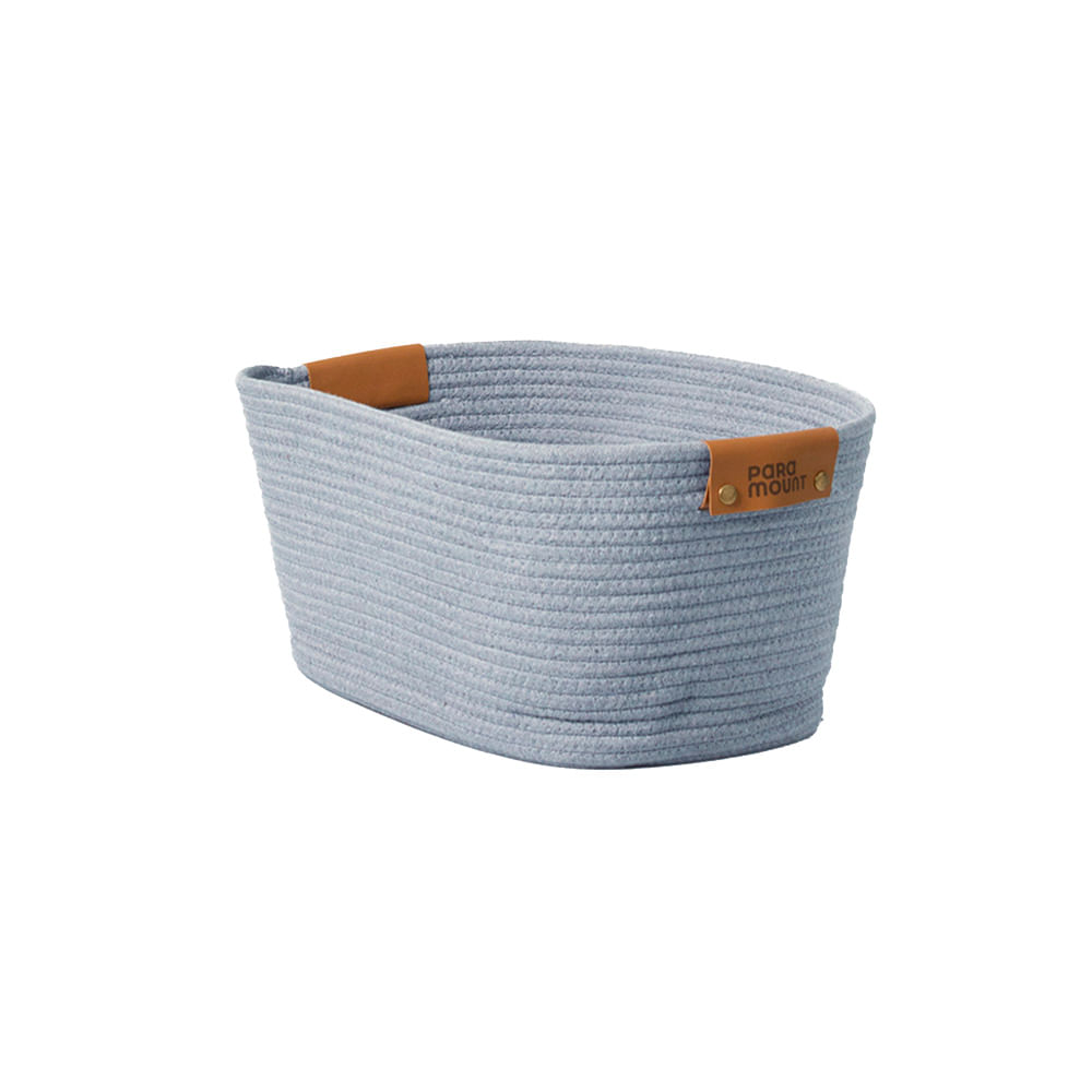 Cesto de Algodao M Cinza C/ Alca 35x25x20cm P/ Organizacao Decoracao 3088