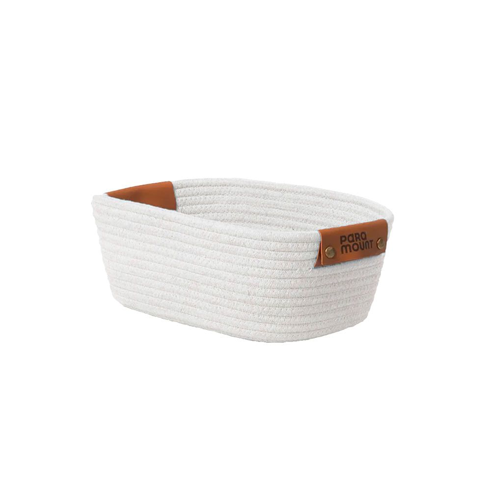 Cesto de Algodao P Branco C/ Alca 35x25x12cm P/ Organizacao Decoracao 3081