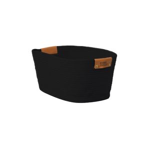 Cesto de Algodao M Preto C/ Alca 35x25x20cm P/ Organizacao Decoracao 3089