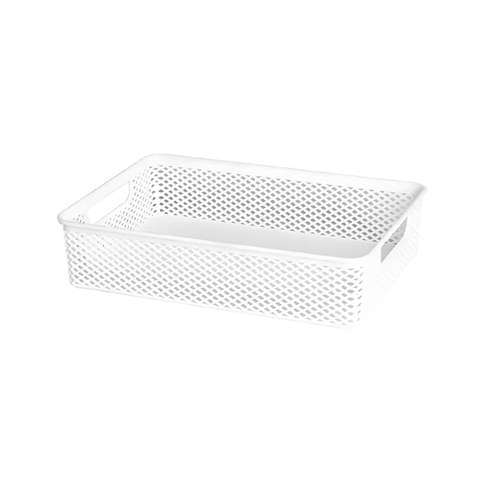 Cesto Organizador Branco C/ Alca 30x21x7cm Linea Retangular 1982  Paramount