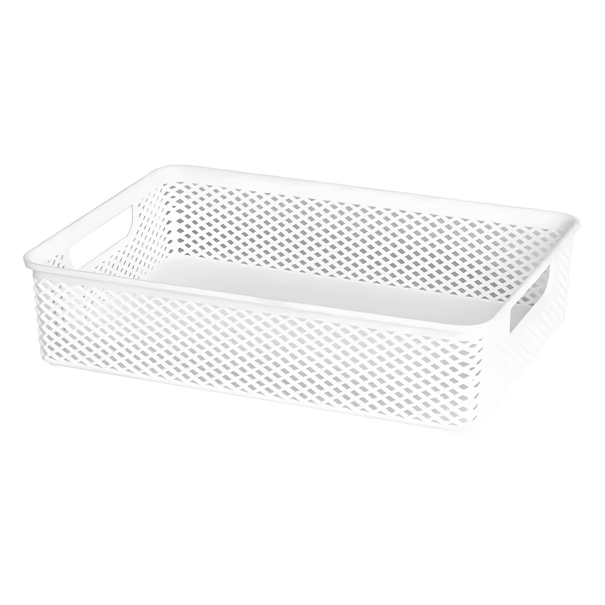Cesto Organizador Branco C/ Alca 39x27x7,5cm Linea Retangular 1983  Paramount