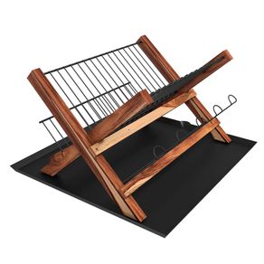 Escorredor Dobravel de Madeira Teca Com Bandeja  Stolf Escorredor Dobravel de Madeira Teca Com Bandeja  Stolf