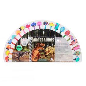 Livro Com Atividades e Desenhos Para Colorir Dinossauros + 20 Lapis de Cor Ciranda Cultural Livro Com Atividades e Desenhos Para Colorir Dinossauros + 20 Lapis de Cor Ciranda Cultural