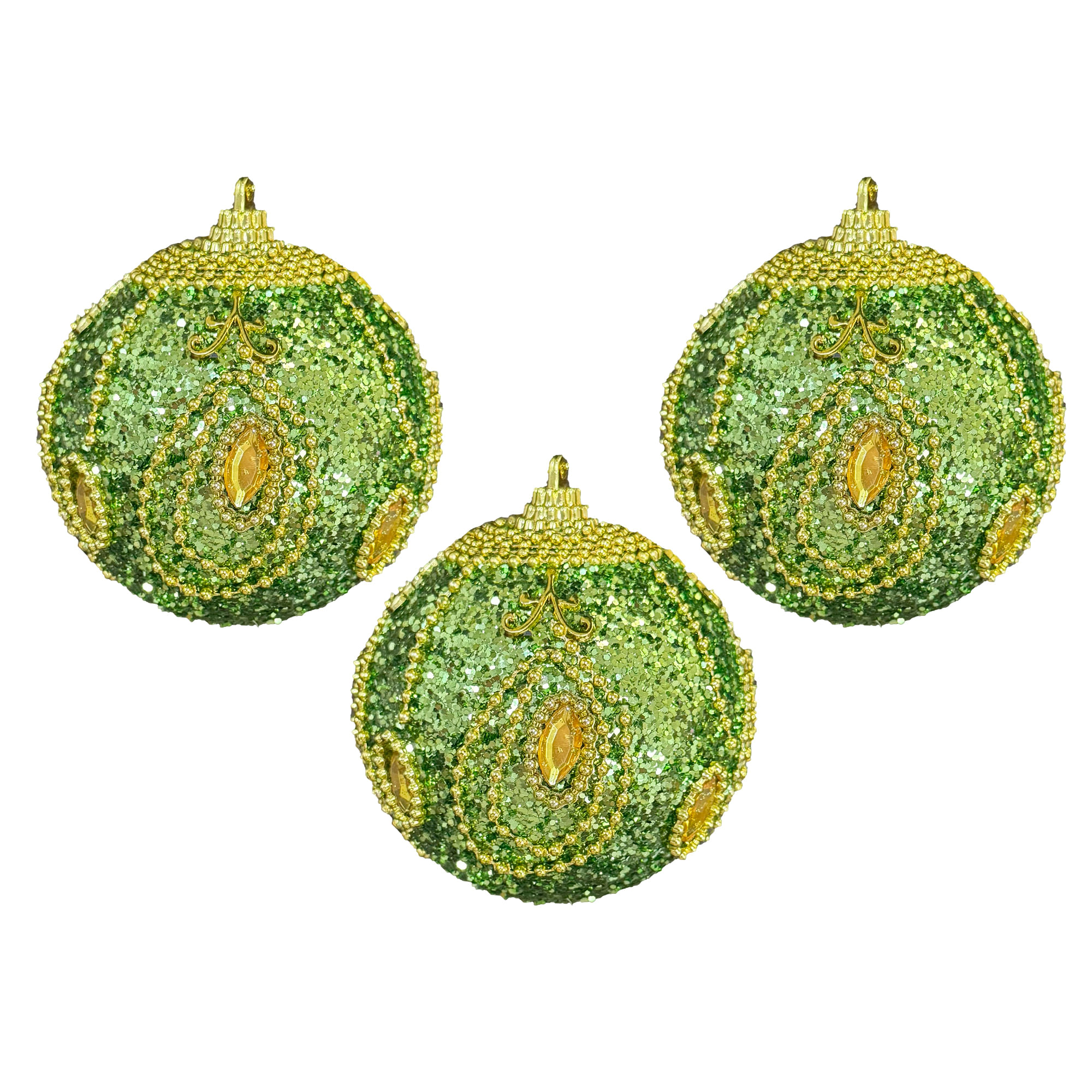 Kit C/3 Bolas Para Arvore de Natal Verde Decoracao Natalina 8cm Ferimte