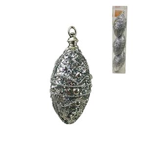 Kit C/3 Bolas Para Arvore de Natal Olive Prata Decoracao Natalina 8cm Ferimte