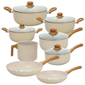 Jogo de Panelas Antiaderente C/ Revestimento Interno Em Ceramica Sahara C/8 Pecas