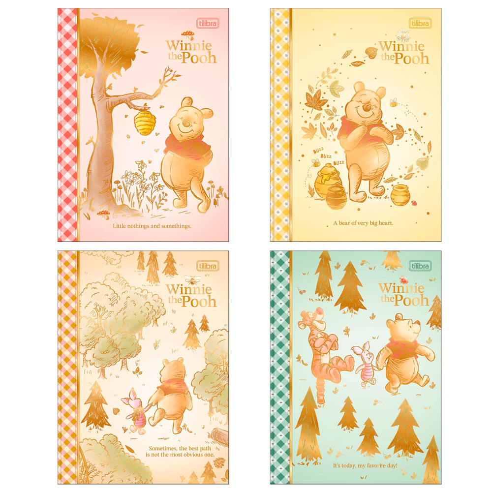 Caderno Pooh Capa Dura Sortido C/ 80 Folhas Formato 176mm X 239mm Papel 63g/m  Material Escolar