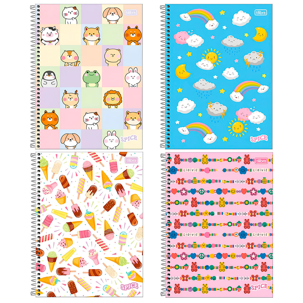 Caderno 10 Materias Spice Capa Dura Sortido C/ 160 Folhas Formato 200mm X 275mm Papel 56g/m