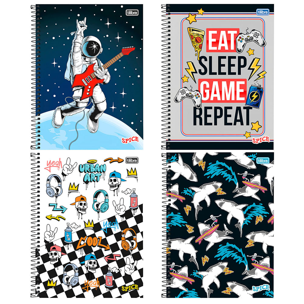 Caderno 16 Materias Spice M Capa Dura Sortido C/ 256 Folhas Formato 200mm X 275mm Papel 56g/m