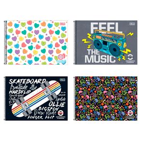 Caderno de Desenho Pepper Capa Dura Sortido C/ 80 Folhas Formato 275mm X 200mm Papel 56g/m  1un Caderno de Desenho Pepper Capa Dura Sortido C/ 80 Folhas Formato 275mm X 200mm Papel 56g/m  1un