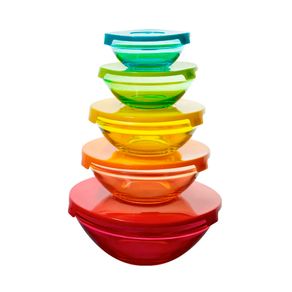 Jogo Com 5 Tigelas de Vidro Color Com Tampa Jgt1002 Casambiente Jogo Com 5 Tigelas de Vidro Color Com Tampa Jgt1002 Casambiente
