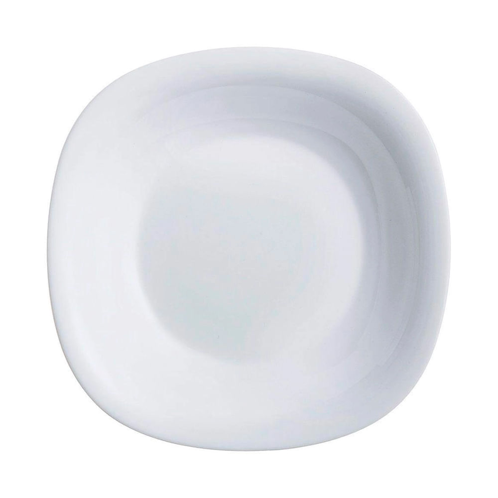 Prato Raso Vidro Opalino 27cm Carine Quadrado Branco