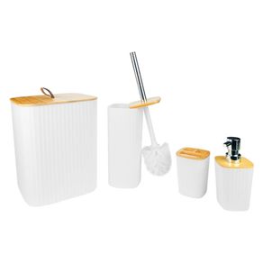 Conjunto P/ Banheiro Branco C/ Escova Sanitaria, Dispenser, Porta Escova e Lixeira Conjunto P/ Banheiro Branco C/ Escova Sanitaria, Dispenser, Porta Escova e Lixeira