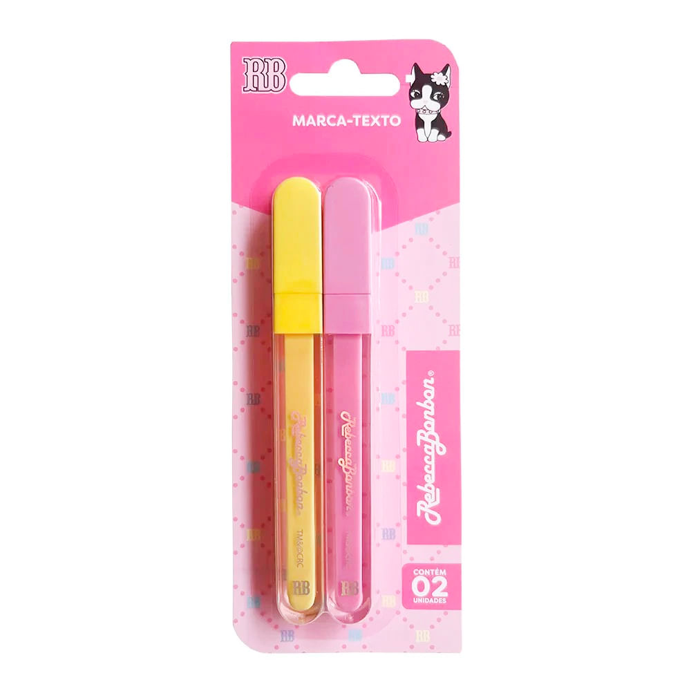 Kit C/2 Marca Textos Rebecca Bonbon Amarelo e Rosa Rb1401