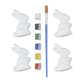 Enfeite Decorativo de Pascoa C/4 Coelhos Para Pintar C/ Pincel e Tintas Enfeite Decorativo de Pascoa C/4 Coelhos Para Pintar C/ Pincel e Tintas